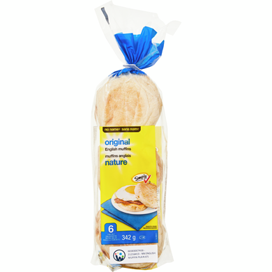 Sans Nom Muffins anglais nature 342 g, 0,96 $/100g