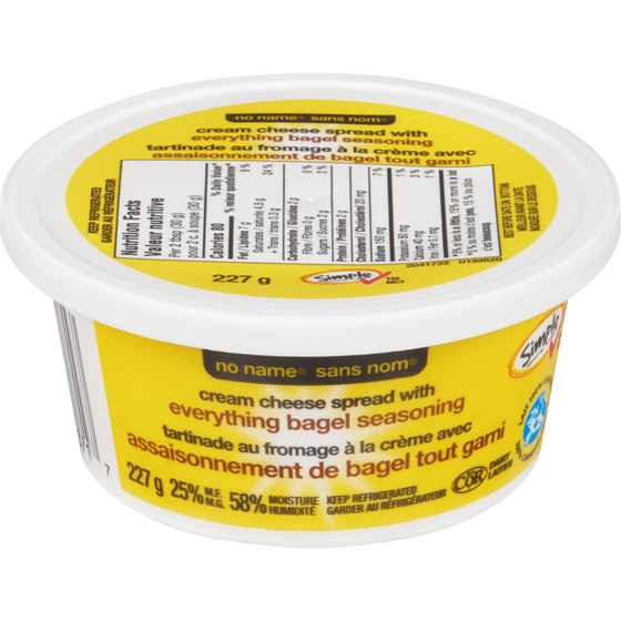 No Name Cream Cheese Spread with Everything Bagel Seasoning 227 g, $1.89/100g