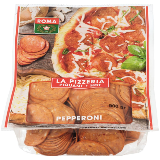 Roma Pepperoni piquant tranché 900 g, 1,33 $/100g