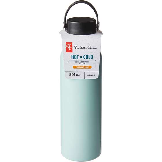 President's Choice President's Choice Loop Lid Stainless Steel Water Bottle, 591 Ml - Mint 1 ea, $20.00/1ea