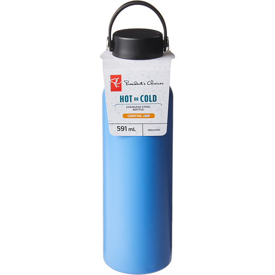 President's Choice President's Choice Loop Lid Stainless Steel Water Bottle, 591 Ml - Blue 1 ea, $19.00/1ea