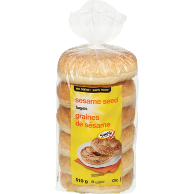 No Name Bagel Sesame 6 Pack 510 g, $0.49/100g