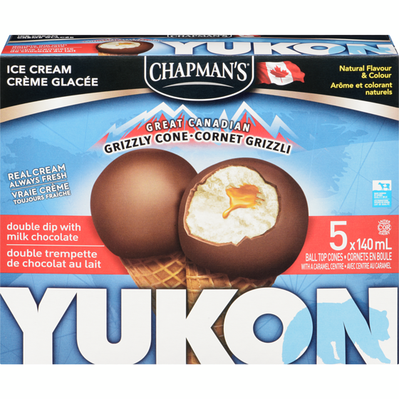 Chapmans Yukon Grizzly Ice Cream Cone Double the Dip with Milk Chocolate 5x140.0 ml, $0.71/100ml