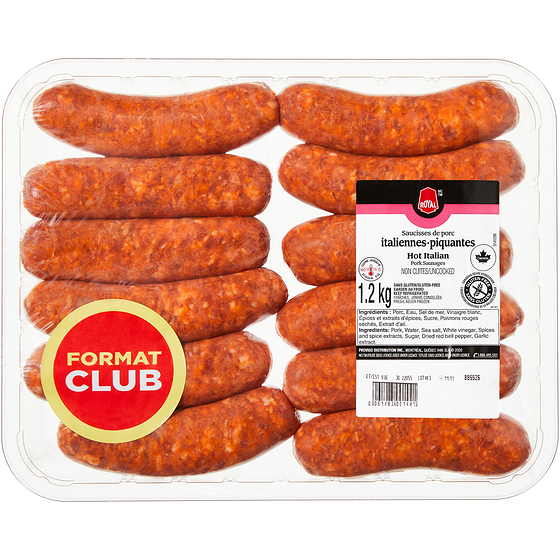 Royal Hot Italian Pork Sausages Club Size 1.1 kg, $0.91/100g