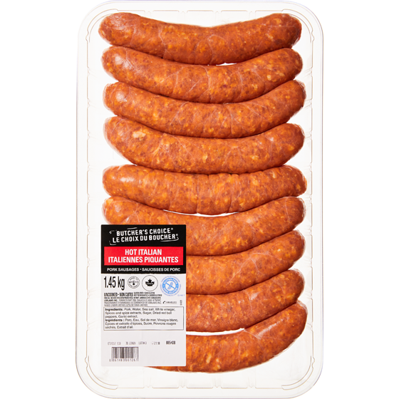 Le Choix du Boucher Saucisses de porc italiennes piquantes 1.45 kg, 1,17 $/100g