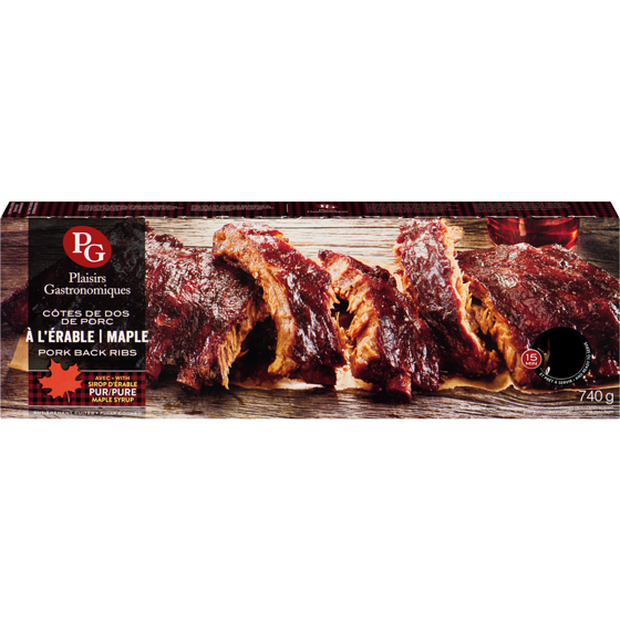 Plaisirs Gastronomiques Maple pork back ribs 740 g, $2.43/100g