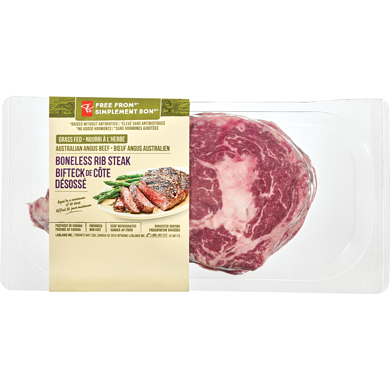 President's Choice Free From Boneless Rib Steak $66.12/1kg $30.00/1lb