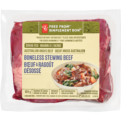 President's Choice Free From Boneless Stewing Beef 454 g, $3.30/100g