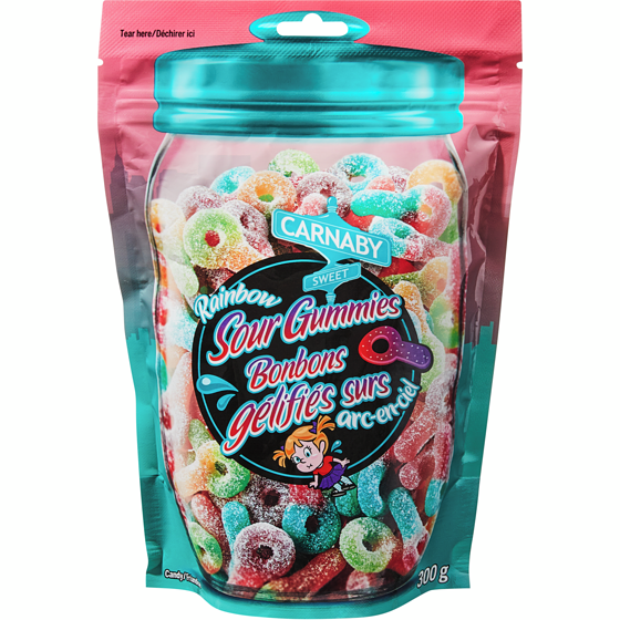 Carnaby Sweet Rainbow Sour Gummies Candy 300 g, $1.16/100g