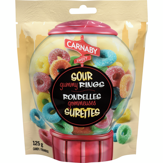 Carnaby Sweet Rondelles gélifiées surettes 125 g, 1,59 $/100g
