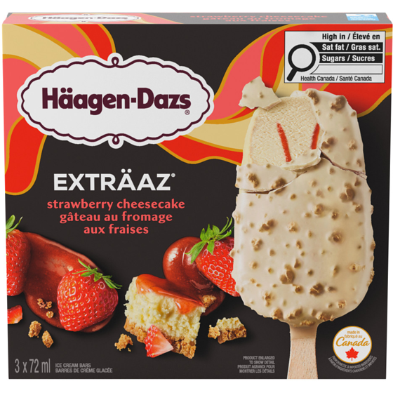Häagen-Dazs Exträaz gâteau au fromage aux fraises barres de crème glacée 3x72.0 ml, 2,55 $/100ml