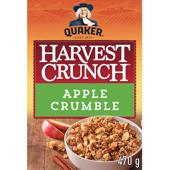 Quaker Harvest Crunch Apple Crumble Granola Cereal 470 g, $1.27/100g