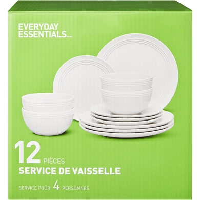 Everyday Essentials Service de vaisselle 12 pièces – blanc 1 ea, 30,00 $/1ch
