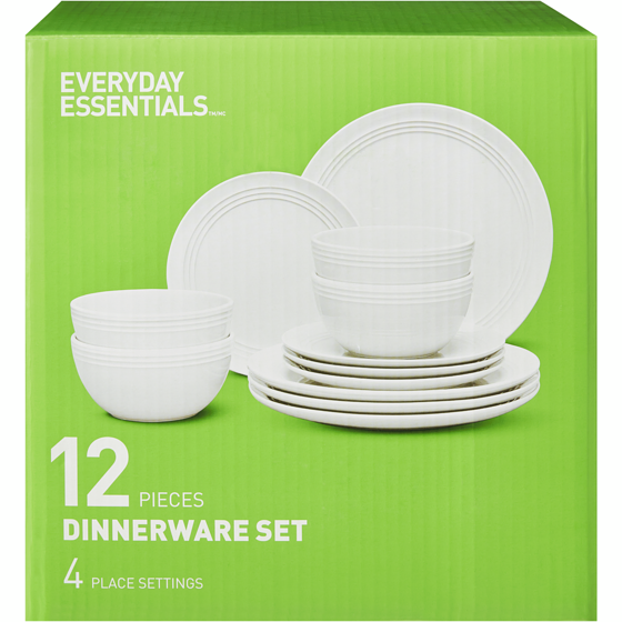 Everyday Essentials Dinnerware 12 Piece Set - White 1 ea, $30.00/1ea