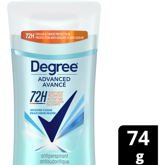 Degree Advanced Antiperspirant Deodorant Stick for 72H Sweat & Odour Protection, Shower Clean, with MotionSense® Technology 74 g, $10.53/100g