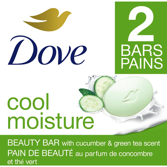 Dove Skin Care Beauty Bar For Softer Skin Cucumber and Green Tea 212 g, $2.59/100g