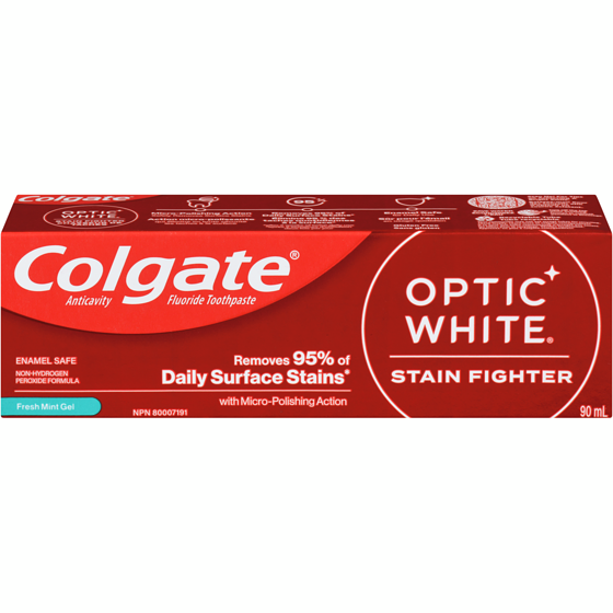 Colgate Optic White Stain Fighter Whitening Toothpaste Gel 90 ml, $6.10/100ml