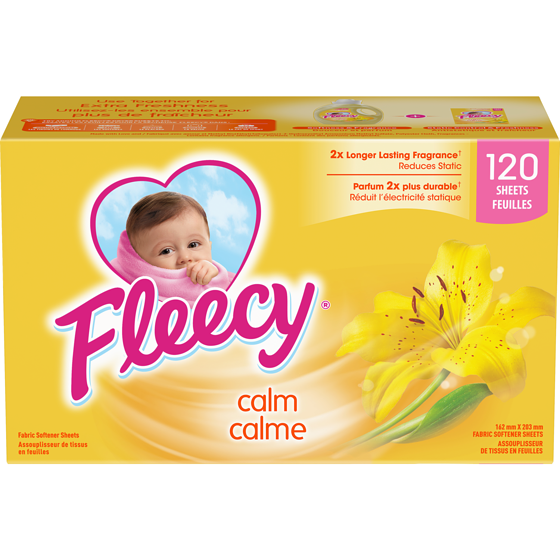 Fleecy Aroma therapy calm feuilles assouplissantes pour la sécheuse 120 ea, 0,08 $/1ch