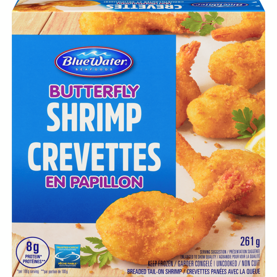 BlueWater Seafoods Crevettes Papillon 261 g, 3,44 $/100g