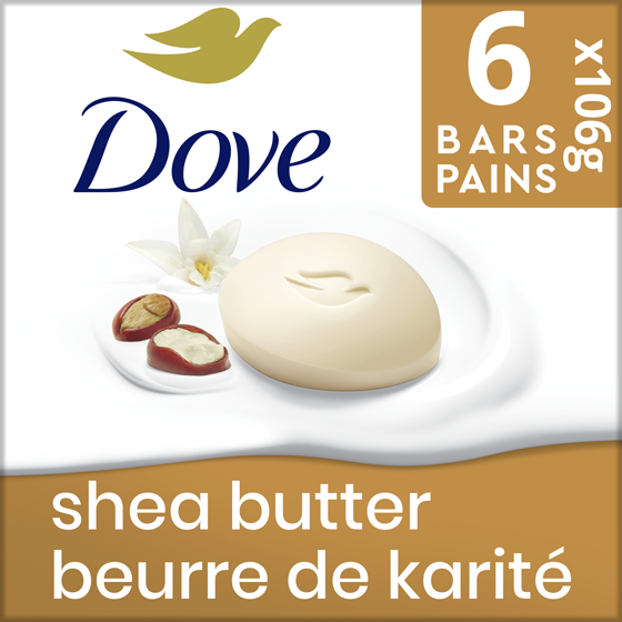 Dove Beauty Bar Soap for Nourished, Radiant Skin, Shea Butter 637 g, $1.41/100g