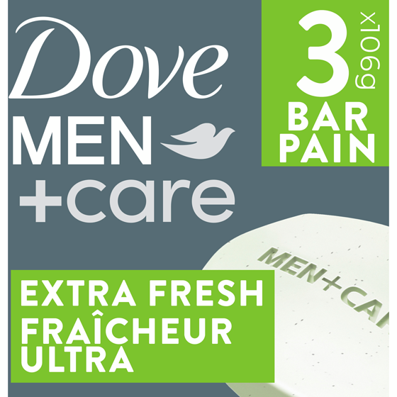 Dove Men+Care Extra Fresh Bar Soap Hand & Body & Face & Shave soap bar 318 g, $2.20/100g