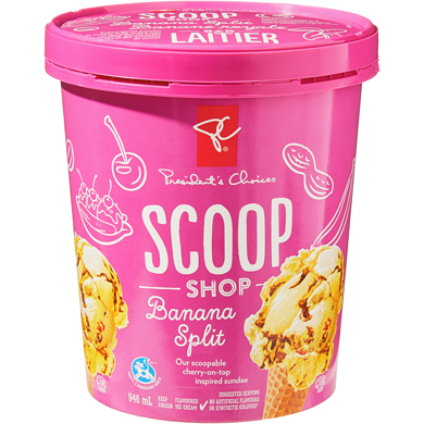 President's Choice Scoop Shop Banana Split Flavoured Ice Cream 946 ml, $0.42/100ml