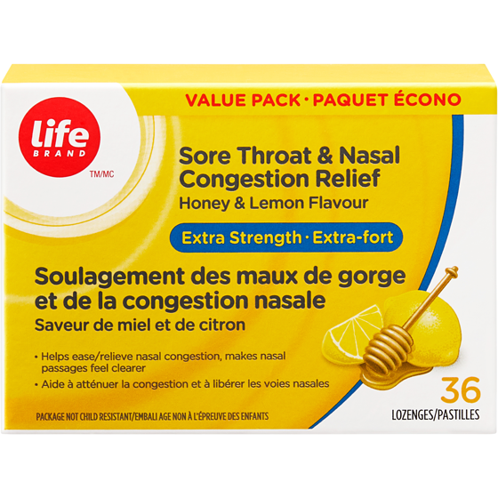 Life Brand Extra Strength Sore Throat and Nasal Congestion Relief Value Pack 36 ea, $0.21/1ea