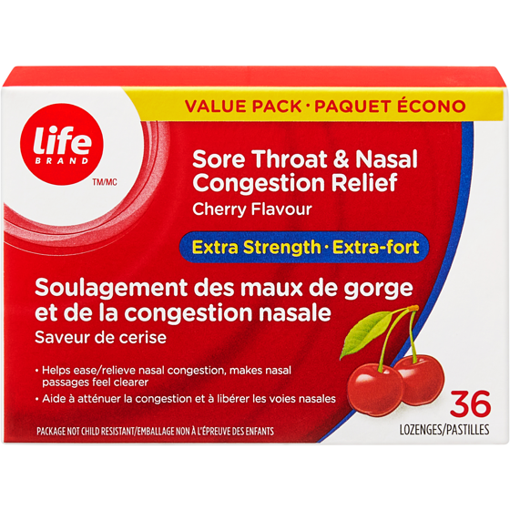 Life Brand Extra Strength Sore Throat and Nasal Congestion Relief Value Pack 36 ea, $0.22/1ea