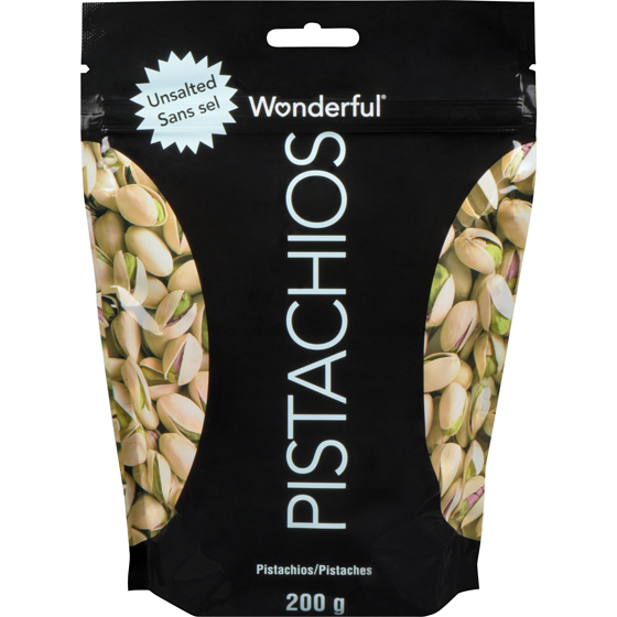 Wonderful Unsalted Pistachios 200 g, $4.00/100g
