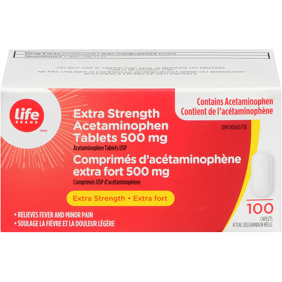 Life Brand Acetaminophen Extra Strength 500Mg 100 ea, $0.09/1ea