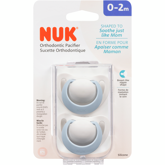 NUK Sucette orthodontique silicone 0-2 m 2 ea, 3,50 $/1ch