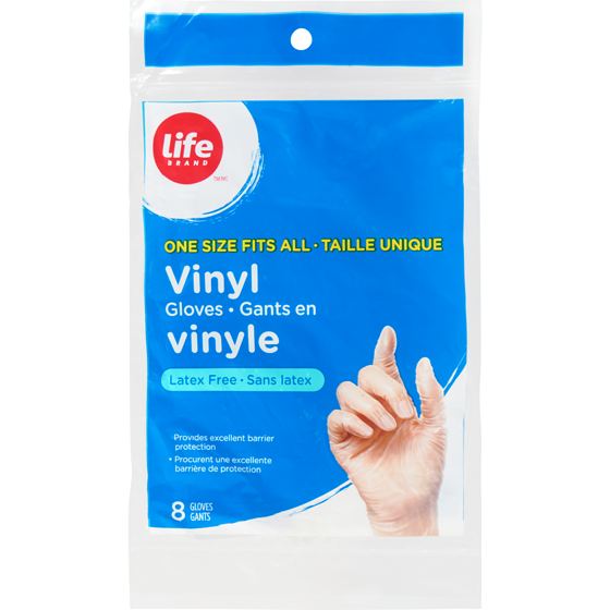 Life Brand Vinyl Gloves, 8 Gloves 8 ea, $0.44/1ea