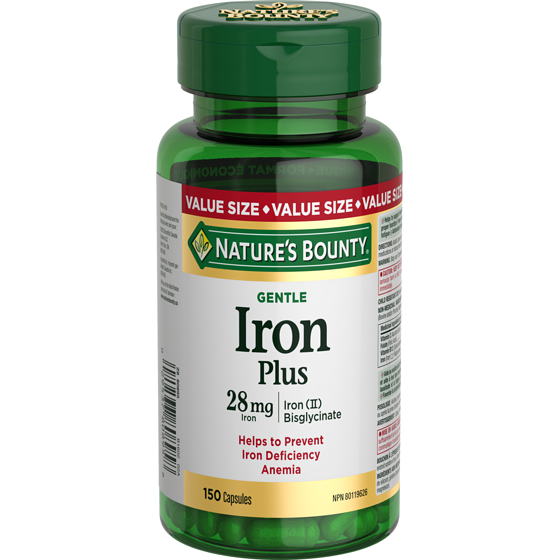Nature's Bounty Gentle Iron 28 mg, Helps Prevent Anemia, Capsules 150 ea, $0.13/1ea