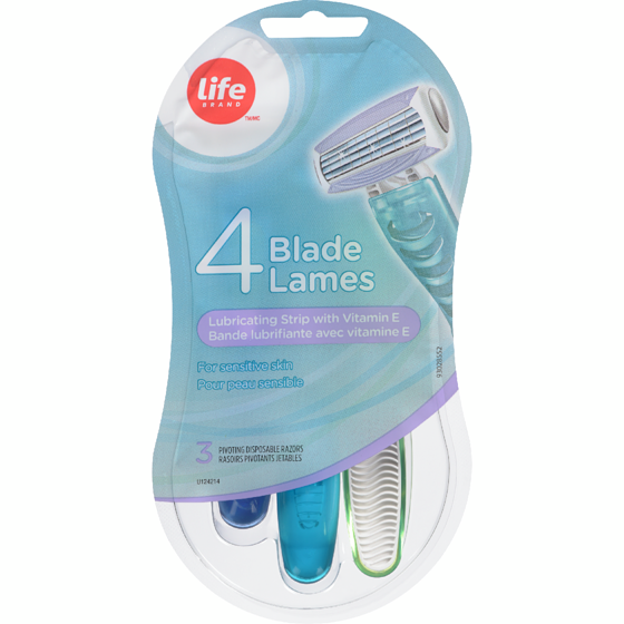 Life Brand Women's 4 Blade Disposable Razors for Sensitive Skin 3 ea, $2.33/1ea