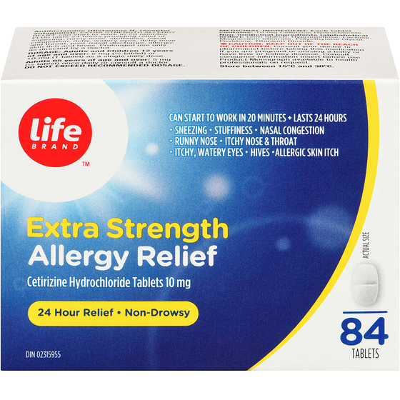 Life Brand Extra Strength Allergy Relief Cetirizine Hydrochloride Tablets 84 ea, $0.36/1ea