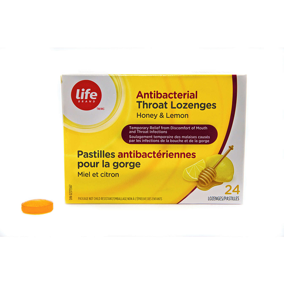 Life Brand Antibacterial Throat Lozenges, Honey and Lemon, 24 Lozenges 24 ea, $0.12/1ea