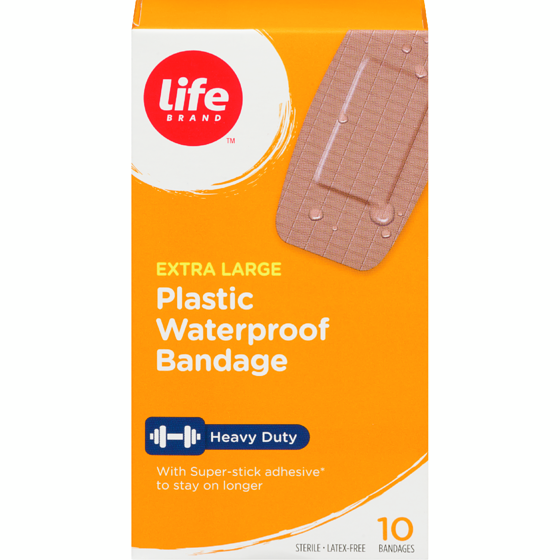 Life Brand Extra Large Plastic Waterproof Bandage, 10 Pack 10 ea, $0.55/1ea