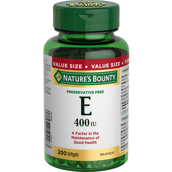 Nature's Bounty Vitamin E, 400 IU, Antioxidant, 200 Softgels 200 ea, $0.12/1ea