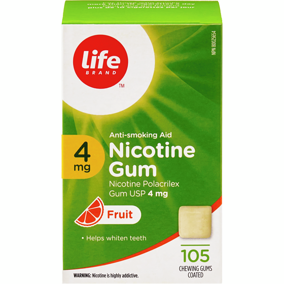 Life Brand Fruit Nicotine Gum 4 mg 105 Chewing Gums 105 ea, $0.34/1ea