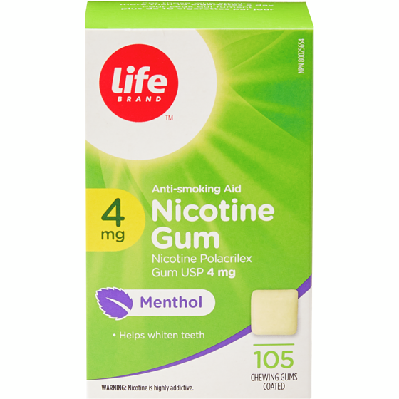 Life Brand Menthol Nicotine Gum 4 mg 105 Chewing Gums 105 ea, $0.36/1ea