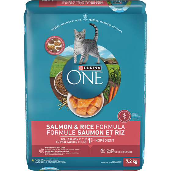 Purina ONE Saumon et Riz, Nourriture Sèche pour Chats 7,2 kg 7.2 kg, 0,64 $/100g