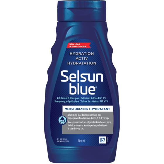 Selsun Blue Shampooing antipelliculaire Hydratation ACTIV, sulfure de sélénium 1% 300 ml, 4,50 $/100ml