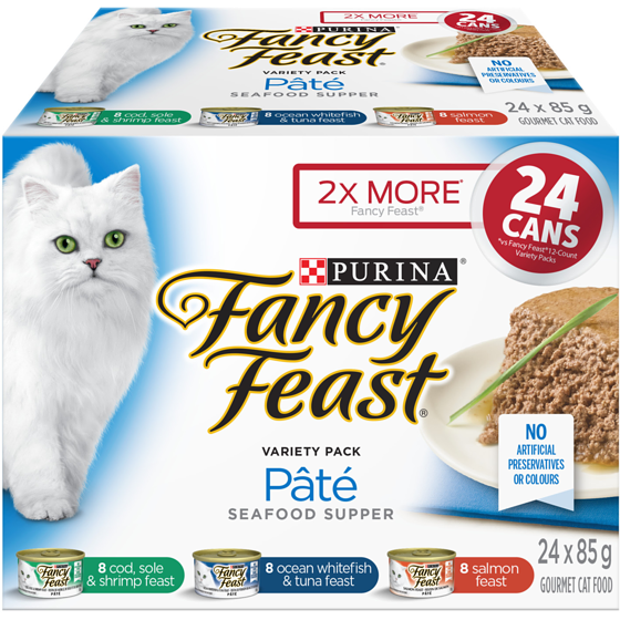 Purina Fancy Feast Pâté Seafood Supper Variety Pack 24C, Wet Cat Food 2.04 kg, $1.23/100g