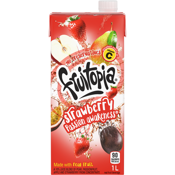 Fruitopia Fruit Juice Strawberry Passion Awareness Carton 1 l, $0.20/100ml