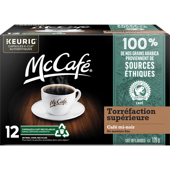 McCafé McCafé Torréfaction Supérieure Moyenne Noire Capsules De Café K-Cup, 12 Unités, Provenant De Sources Éthiques, Pour Les Cafetières Keurig 12 ea, 1,42 $/1ch