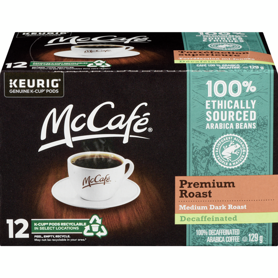 McCafe Premium Medium Dark Roast, Decaf, K-Cup Coffee Pods, 12 Count 12 ea, $1.25/1ea