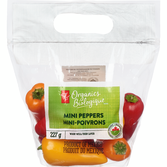 PC Organics Peppers Mini 227 g, $2.20/100g