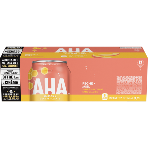 AHA Seltzer Miel de pêche Fridge Pack Cannettes 12x355.0 ml, 0,20 $/100ml