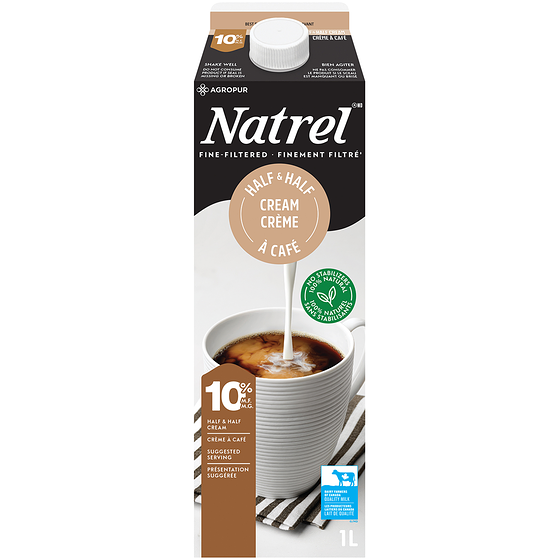 Natrel Crème moitié-moitié 10 % finement filtrée 1 l, 0,59 $/100ml