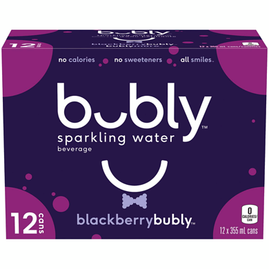 Bubly Sparkling Water Blackberry Sparkling Water  12x355.0 ml, $0.19/100ml